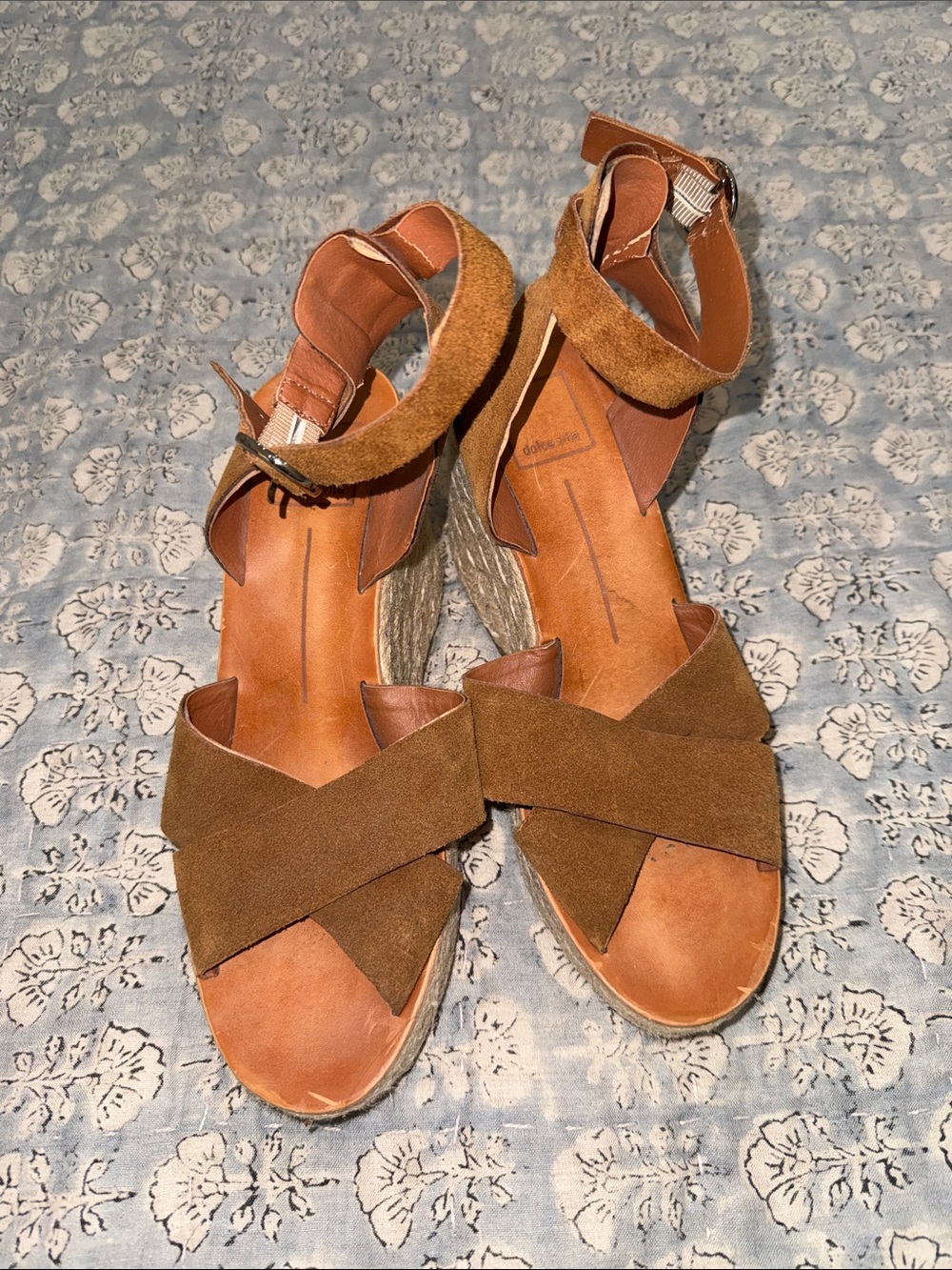 Dolce Vita Tan Suede Espadrille Wedge Sandals